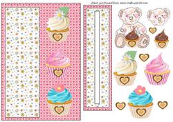 Valentines Bear Loves Cupcake Slider Card Front