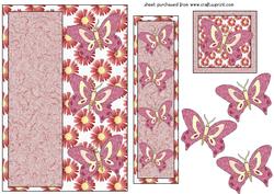 Red Floral Butterfly Bookmark Card Front