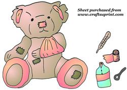 Green and Pink Fred Bear Get Well Soon Topper Sheet