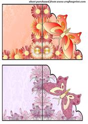 Orange and Red Floral Butterfly Notelet Cards