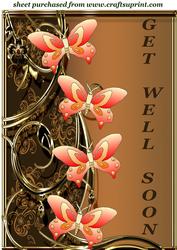 Bronze/orange Floral Butterfly Get Well Soon Topper
