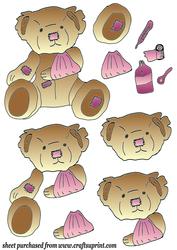 Brown with Pink Get Well Soon Teddy