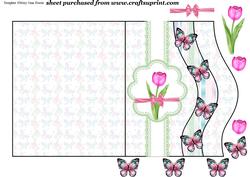 Butterfly and Pink Tulip Quick Card