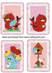 4 Pink Cute Bird Toppers