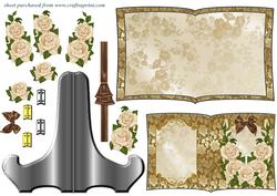 Cream Rose Book Sheet with Stand