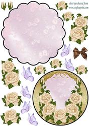 Cream Roses Scalloped Topper