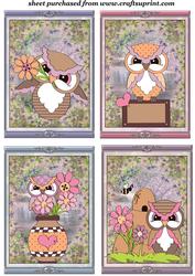 4 Floral Owl Toppers