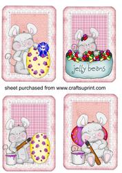 4 Pink Easter Mice Toppers