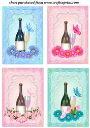 4 Floral Champagne Toppers