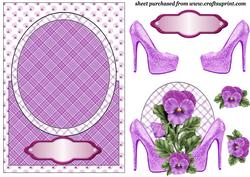 Purple Shoes and Pansy Card Front