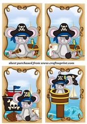 4 Blue Pirate Bear Toppers