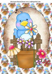 Cute Garden Blue Bird Topper