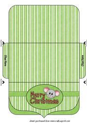Green Christmas Mice Money/voucher Wallet 2