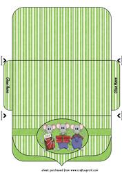 Green Christmas Mice Money/voucher Wallet 3