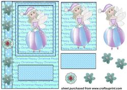 Blue Christmas Bauble Fairy Card Front