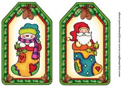 2 Christmas Stockings Tag Toppers 1