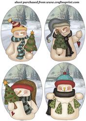 4 Christmas Tree Snowman Toppers