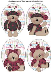 4 Ladybug Bear Toppers