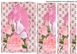 Pink Rose and Butterfly Side Stacker Card Front
