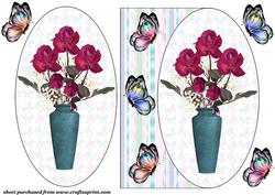 Butterflies and Flowers Oval Card Front 4