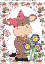 Large Floral Cow Topper