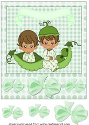 Brown Haired Peas in a Pod Baby Boys Card Front 4