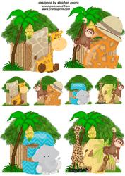 Age 1-4 Safari Animals Birthday Toppers