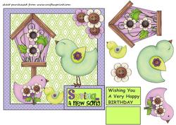 Spring Birds Card Front