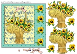 Yellow pansy basket card front