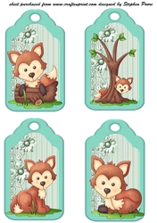 4 Cute fox tag toppers