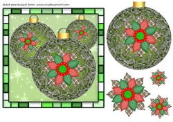 Green Christmas baubles card front