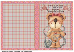 Crocheting bear cut and fold card 1(American spelling)
