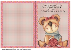 Crochet bear cut and fold card (English spelling) 4