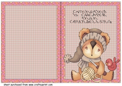 Crochet bear cut and fold card (English spelling) 5