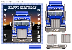 Blue birthday keep on trucking card front
