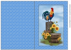 Blue rooster cut and fold card 1
