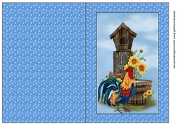 Blue rooster cut and fold card 2