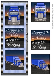 Blue 3 Panel 50th birthday truck card front