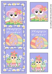 Easter owls trio card front 1