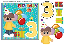 Birthday boy age 3 card front