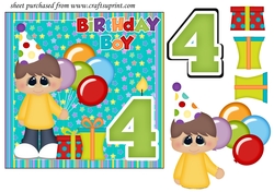 Birthday boy age 4 card front