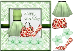 Green floral birthday card front