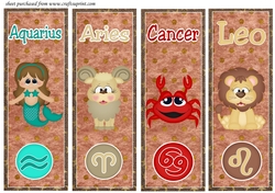 Cute zodiac signs toppers/bookmarks set 1