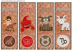 Cute zodiac signs toppers/bookmarks set 2