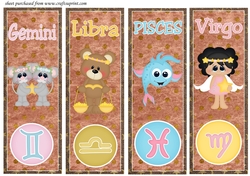 Cute zodiac signs toppers/bookmarks set 3