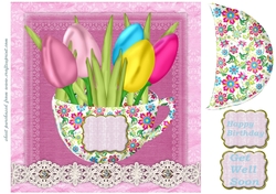 Pink tulip cup card front