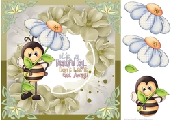 Yellow floral bee Beautiful Day card front