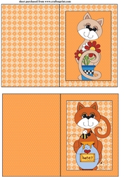 2 orange cute cat notelets 1