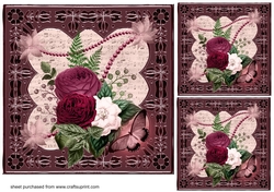 3 shades of pink rose card fronts/toppers