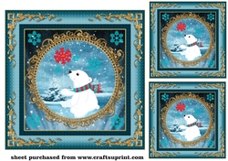 3 Christmas polar bear card fronts/toppers